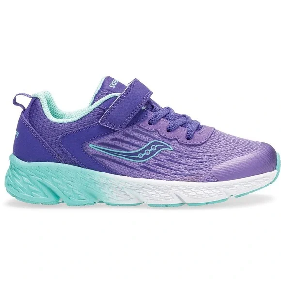 Saucony Wind AC 2.0 Kids Purple Turquoise Running Shoes Wide Size 4.5W NEW - Picture 5 of 9